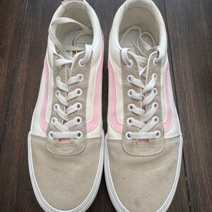 Women’s Vans Platform Shoes Beige, White and Pink size 10